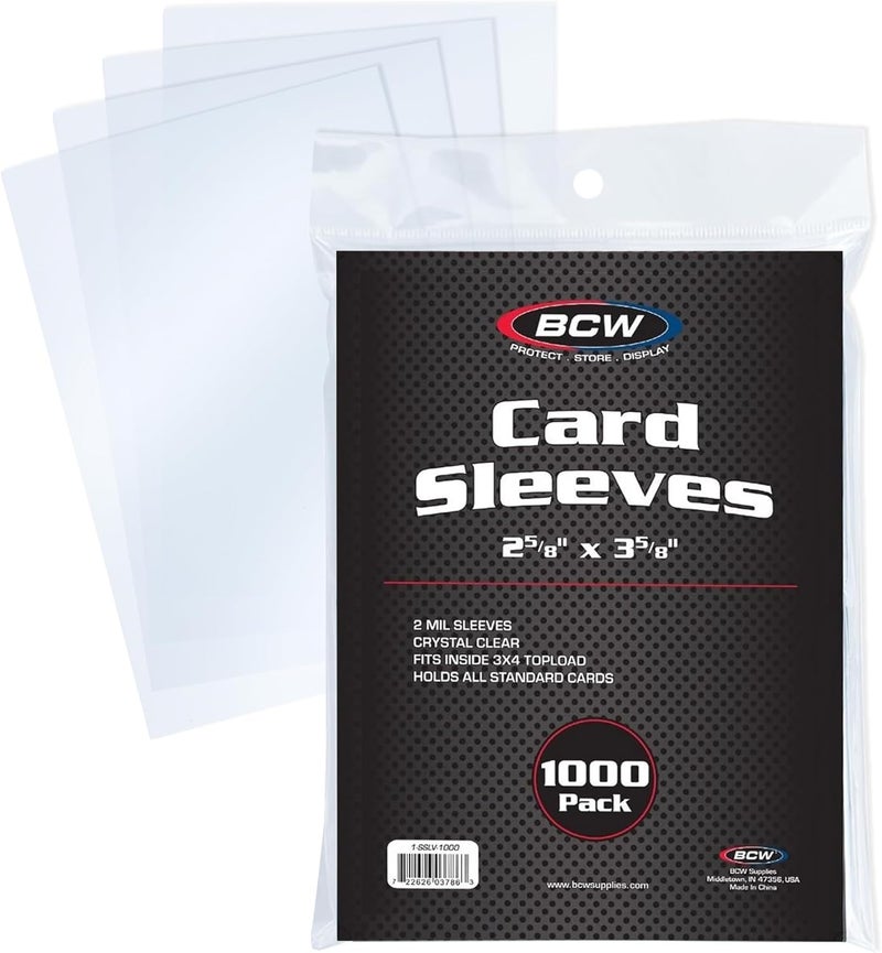 BCW Penny Sleeves - 1000 Crystal Clear Acid-Free Sleeves - 2-5/8" x 3-5/8" | for Trading Cards - Baseball, Basketball, Football, Hockey, Pokemon, MTG - Image 1
